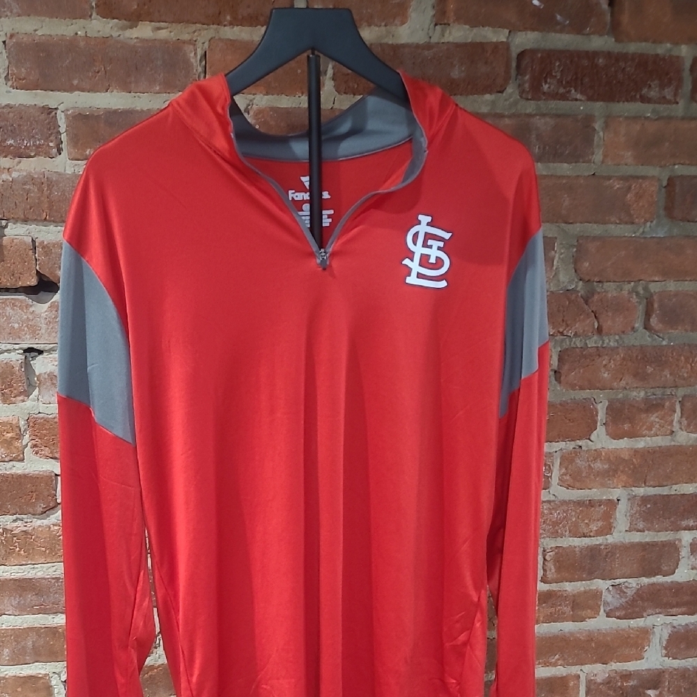 Fanatics Red and Gray St. Louis Cardinals Quarter-Zip Pullover, Size L